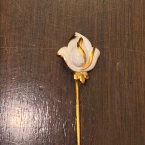 Dainty White rose stick pin